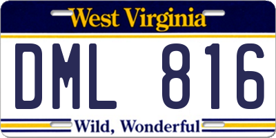 WV license plate DML816