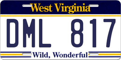 WV license plate DML817