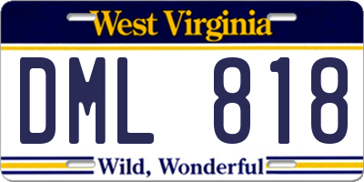 WV license plate DML818