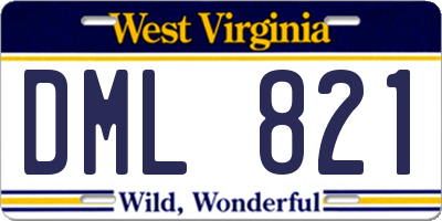 WV license plate DML821