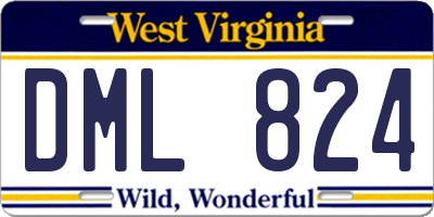 WV license plate DML824