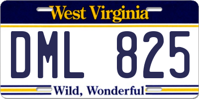 WV license plate DML825