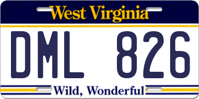 WV license plate DML826