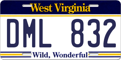 WV license plate DML832