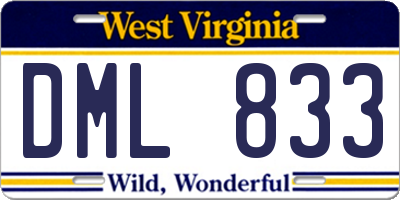 WV license plate DML833