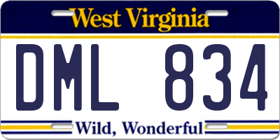 WV license plate DML834