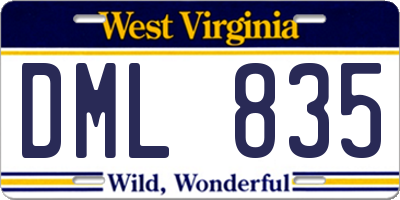 WV license plate DML835