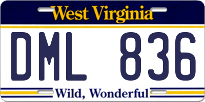 WV license plate DML836