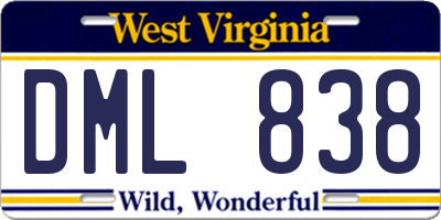 WV license plate DML838