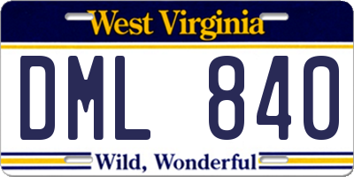 WV license plate DML840