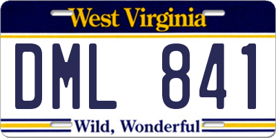 WV license plate DML841