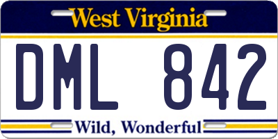 WV license plate DML842