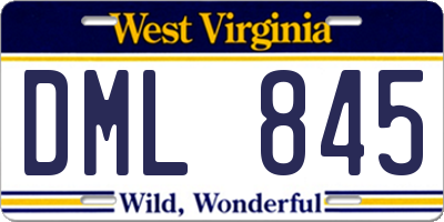 WV license plate DML845