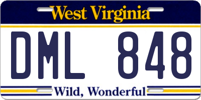 WV license plate DML848