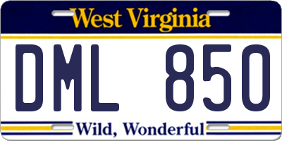 WV license plate DML850