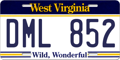 WV license plate DML852