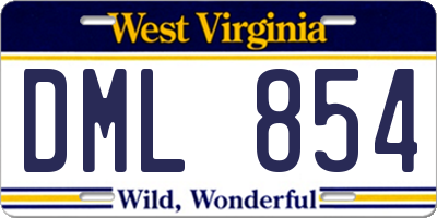 WV license plate DML854