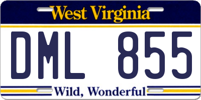 WV license plate DML855