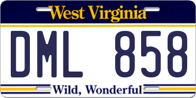 WV license plate DML858