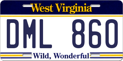 WV license plate DML860