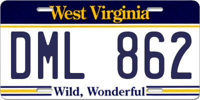 WV license plate DML862