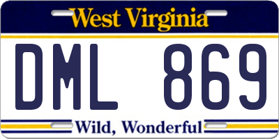 WV license plate DML869