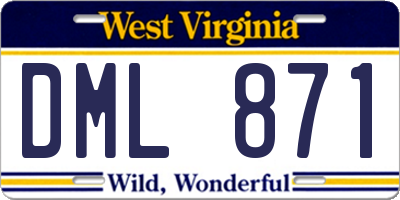 WV license plate DML871