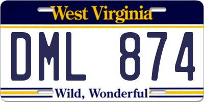 WV license plate DML874