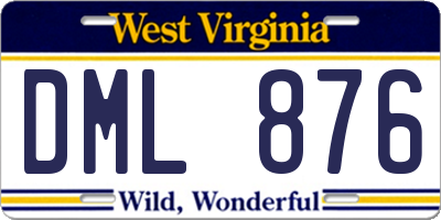 WV license plate DML876