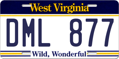 WV license plate DML877