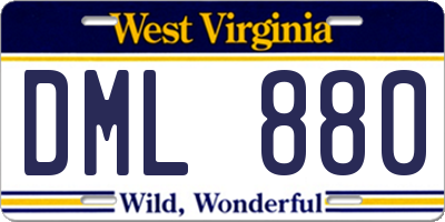 WV license plate DML880