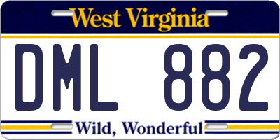 WV license plate DML882