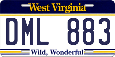 WV license plate DML883