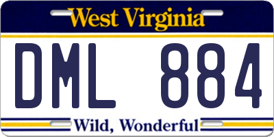 WV license plate DML884