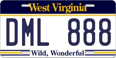 WV license plate DML888