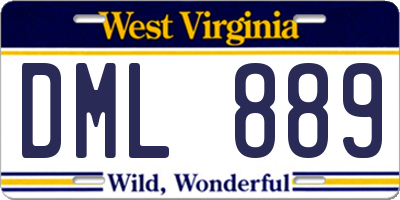 WV license plate DML889