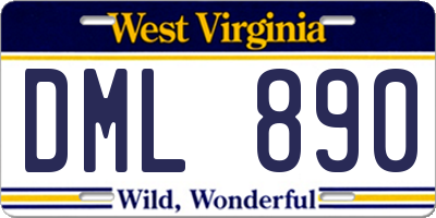 WV license plate DML890