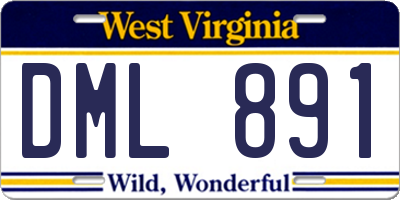 WV license plate DML891