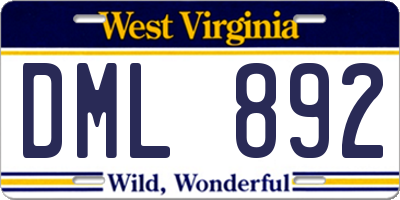 WV license plate DML892