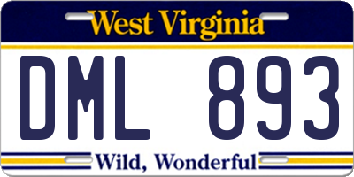 WV license plate DML893