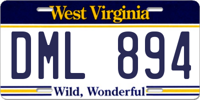 WV license plate DML894