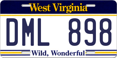 WV license plate DML898