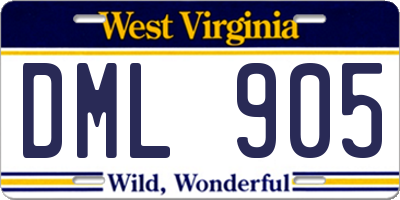 WV license plate DML905