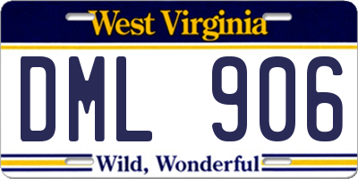 WV license plate DML906