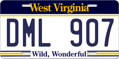 WV license plate DML907