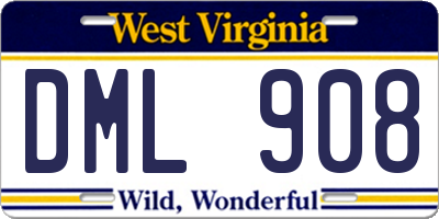 WV license plate DML908