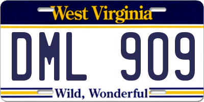 WV license plate DML909