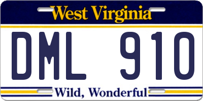 WV license plate DML910