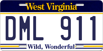 WV license plate DML911