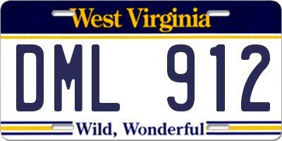 WV license plate DML912